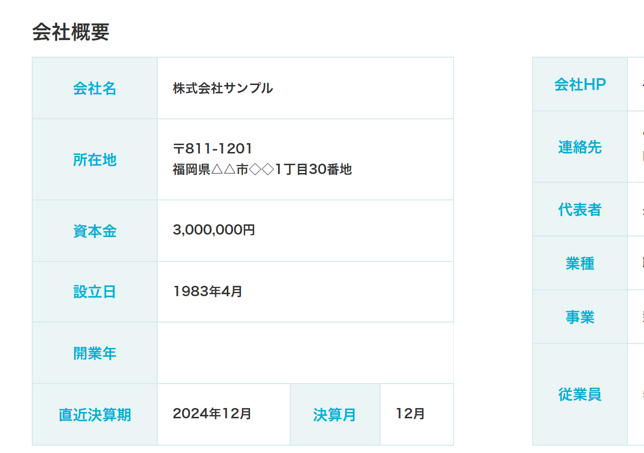 SmartKAの企業情報画面