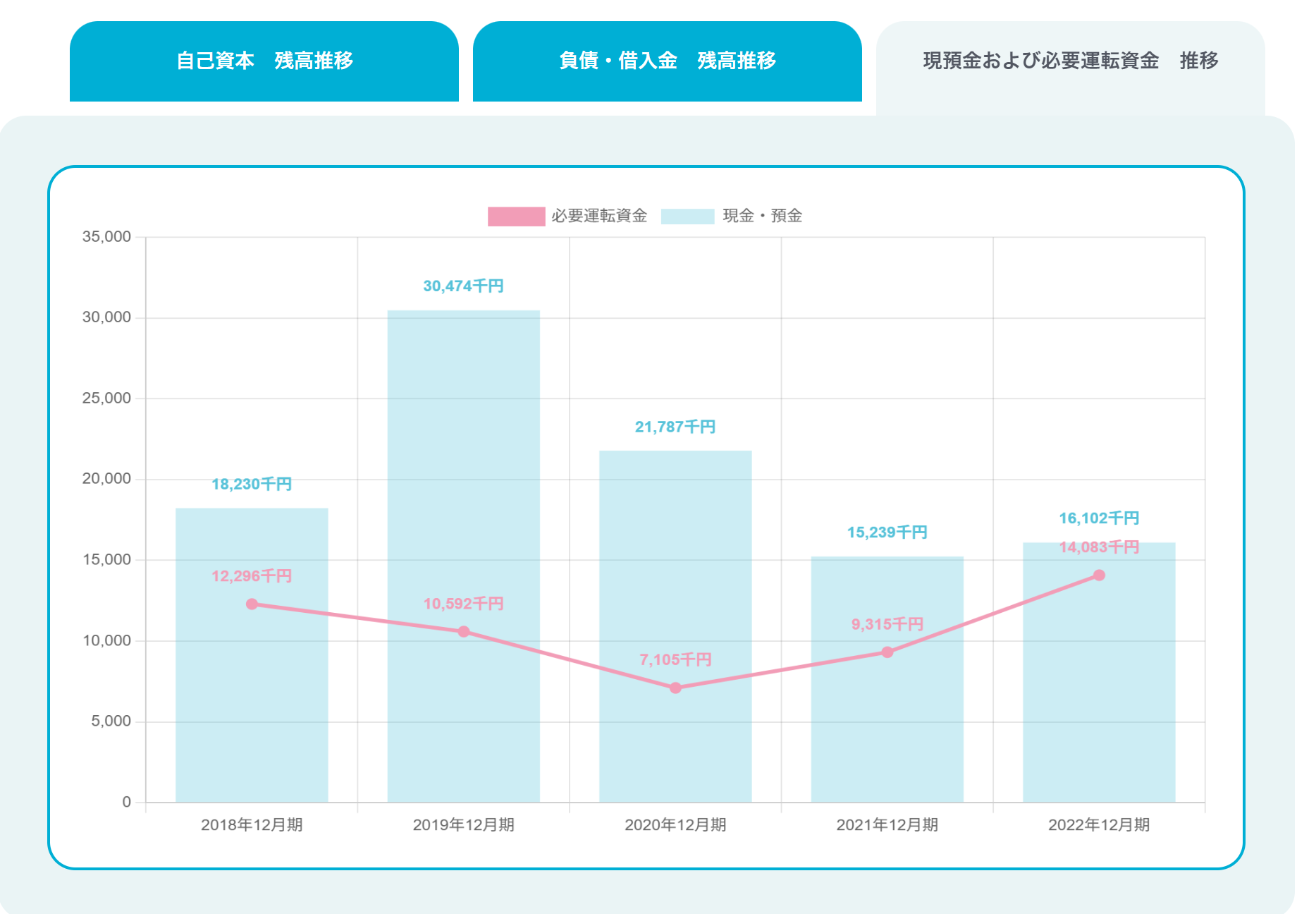 SmartKAの資産や負債の推移がわかるグラフ