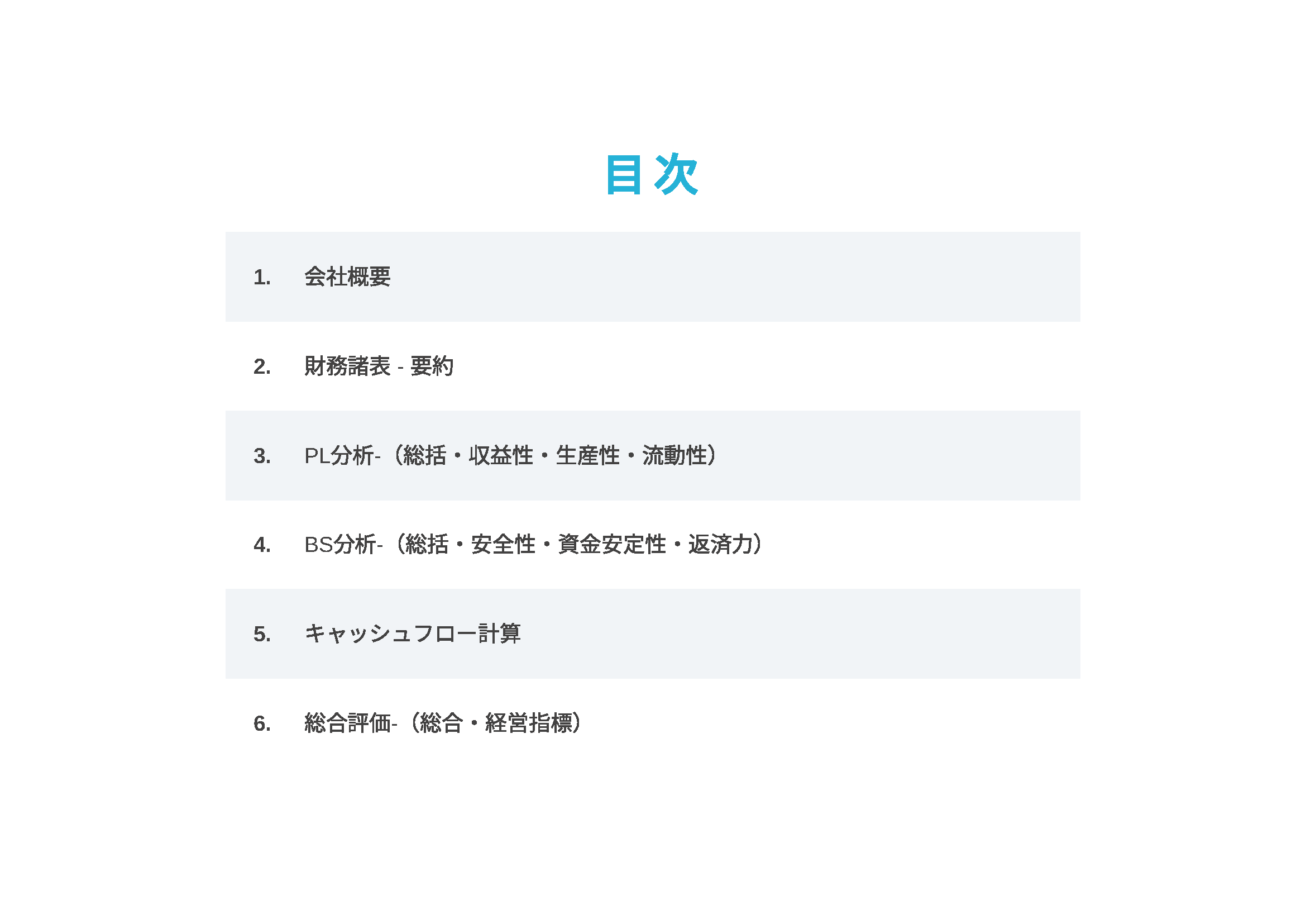 経営診断報告書の目次