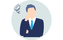 スーツのビジネスマンが困っているイラスト