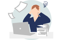 書類作成に悩んでいる人のイラスト