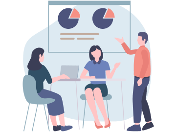 経営分析のミーティングをしているイラスト